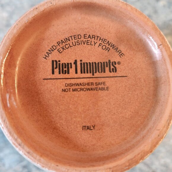 Pier 1 Imports Hand Painted Earthenware Mug Italy Bird and Floral Design 12 oz - Picture 7 of 7